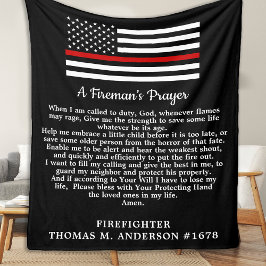 Brandweergebed met dunne rode lijn brandweerman fleece deken