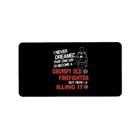 Brandweergeschenk | Knorrige oude brandweerman Etiket (Voorkant)