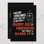 Brandweergeschenk | Knorrige oude brandweerman Feestdagenkaart (Voorkant / Achterkant)