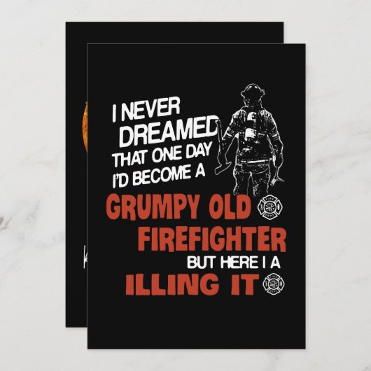 Brandweergeschenk | Knorrige oude brandweerman Feestdagenkaart (Voorkant / Achterkant)