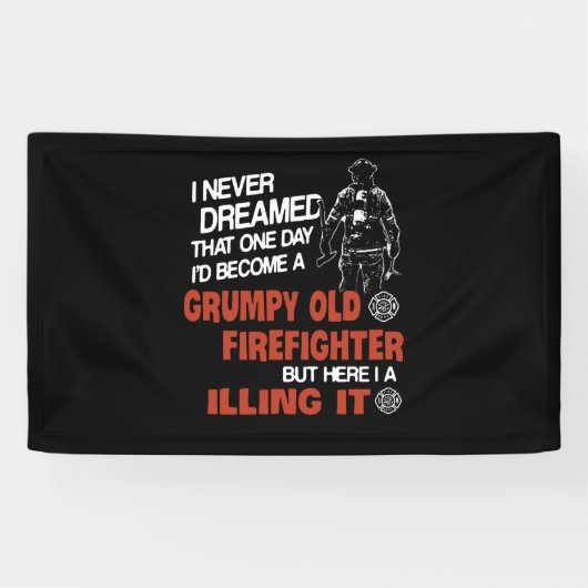 Brandweergeschenk | Knorrige oude brandweerman Spandoek (Horizontaal)
