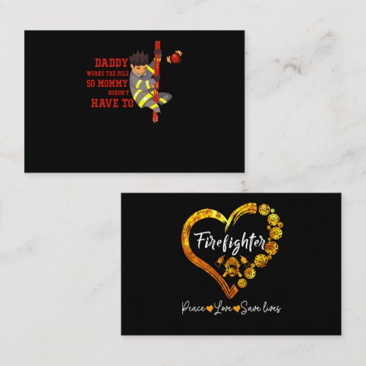 Brandweergeschenk | Papa werkt de paal brandweer Visitekaartje (Voorkant / Achterkant)