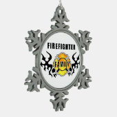 Brandweergezin Tin Sneeuwvlok Ornament (Links)