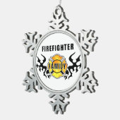 Brandweergezin Tin Sneeuwvlok Ornament (Rechts)