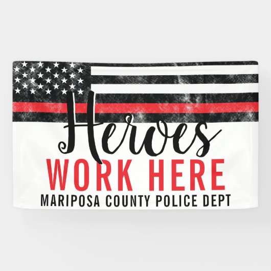 Brandweerhelden werken hier in de Rode Lijn-Amerik Spandoek (Horizontaal)