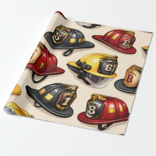 Brandweerhelm patroon brandweerkazerne wrap cadeaupapier
