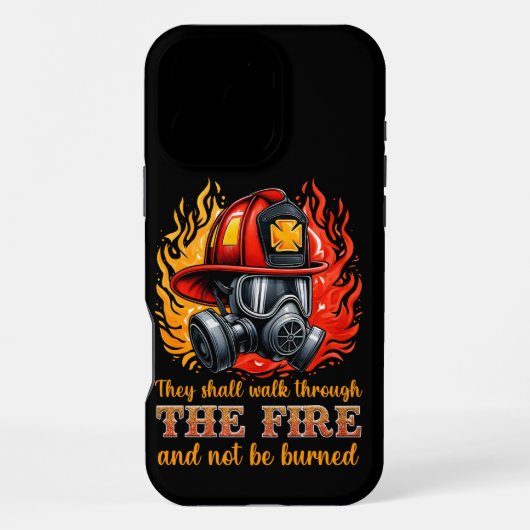 Brandweerhelm tussen vlammen iPhone hoesje (Achterkant)