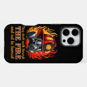 Brandweerhelm tussen vlammen iPhone hoesje (Achterkant horizontaal)