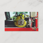 Brandweerhelmen in de brandweerwagen visitekaartje (Achterkant)
