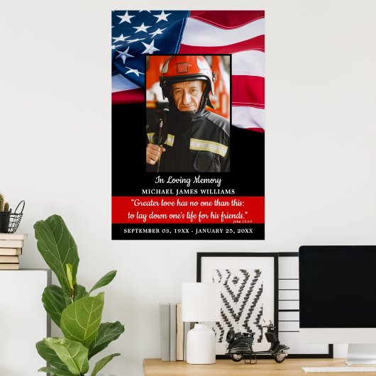 Brandweerherdenking Ter nagedachtenis aan uitvaart Poster (Thuiskantoor)