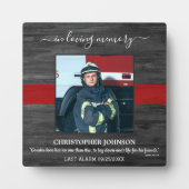 Brandweerherdenkingsvuurman in het liefhebben van  fotoplaat (Voorkant)