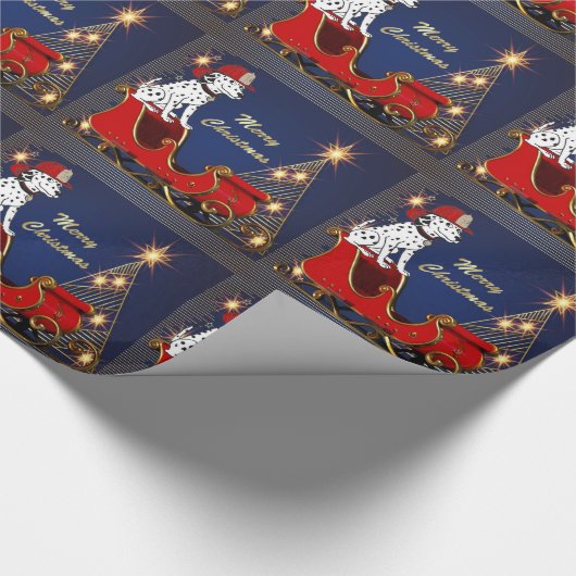 Brandweerhond op de kerstboom van de kerststal cadeaupapier (Hoek)