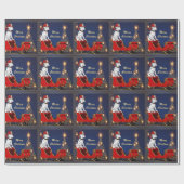 Brandweerhond op de kerstboom van de kerststal cadeaupapier (Vlak)