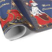 Brandweerhond op de kerstboom van de kerststal cadeaupapier (Rol Hoek)
