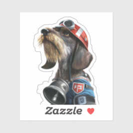 Brandweerhoofd Wire-Hair Dachshund Dog Sticker