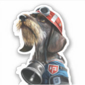 Brandweerhoofd Wire-Hair Dachshund Dog Sticker (Voorkant)