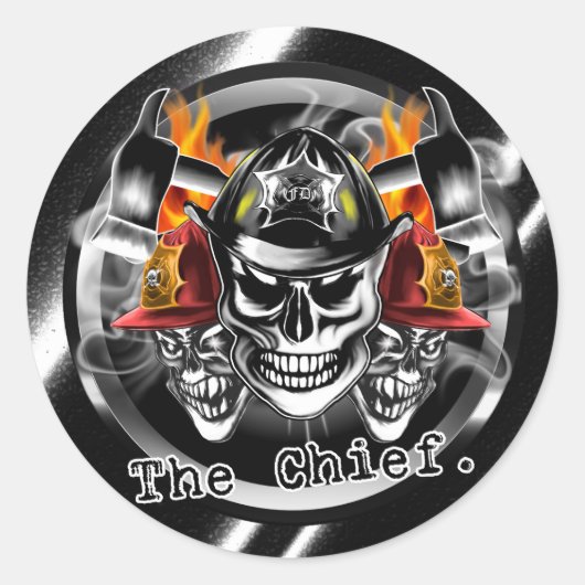 Brandweerhuiden: De chef. Ronde Sticker (Voorkant)