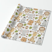Brandweerkaatsende babydieren cadeaupapier (Uitgerold)