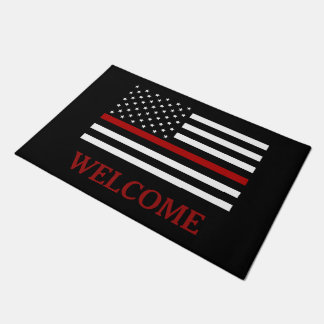 Brandweerkap Thin Red Line Doormat Deurmat