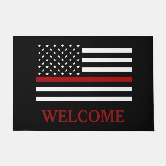 Brandweerkap Thin Red Line Doormat Deurmat (Voorkant)