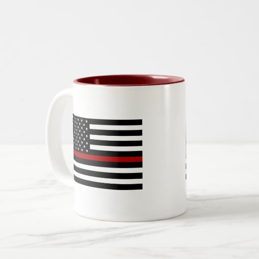 Brandweerkap Thin Red Line Two Tone Coffee Mok (Voorkant links)