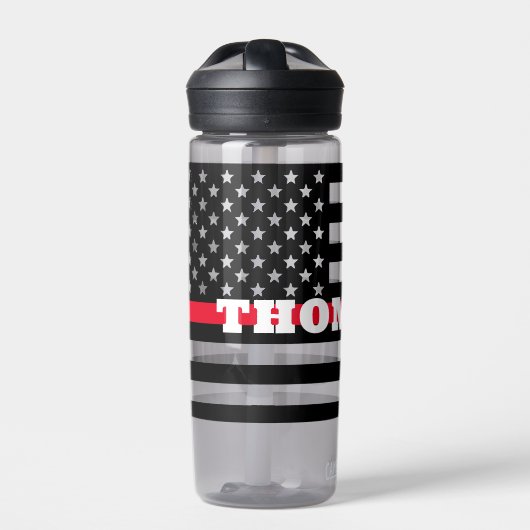 Brandweerkap Thin Red Line Water Fles (Voorkant)