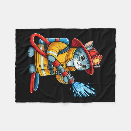 Brandweerkat Brandweerman Dierenvriend Kat Fleece Deken (Voorkant (Horizontaal))