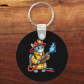 Brandweerkat Brandweerman Dierenvriend Kat Sleutelhanger (Voorkant)