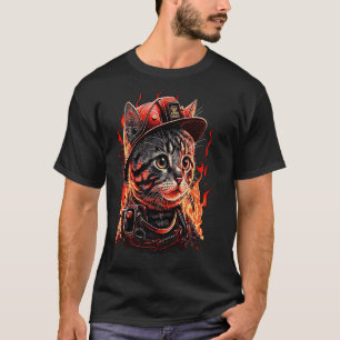 Brandweerkat Kitten Fireman Helmet Firefighter T-shirt