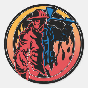 Brandweerkleuren Ronde Sticker