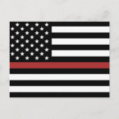 Brandweerkorter Din Red Line America Vlag Redding Briefkaart (Voorkant)