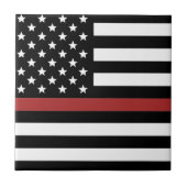 Brandweerkorter Din Red Line America Vlag Redding Tegeltje (Voorkant)