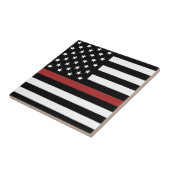 Brandweerkorter Din Red Line America Vlag Redding Tegeltje (Zijkant)