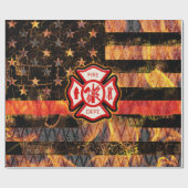 Brandweerkruis en brandweerlampen cadeaupapier (Vlak)