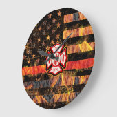 Brandweerkruis en brandweerlampen grote klok (Hoek)