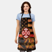 Brandweerkruis en brandweerlampen schort (Gedragen)