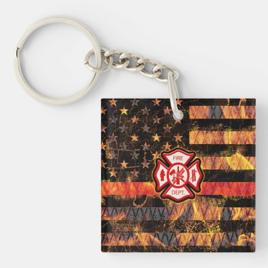 Brandweerkruis en brandweerlampen sleutelhanger (voorkant)