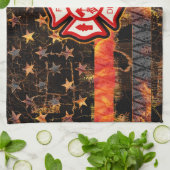 Brandweerkruis en brandweerlampen theedoek (Gevouwen)