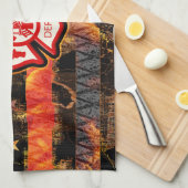 Brandweerkruis en brandweerlampen theedoek (Quarter Fold)