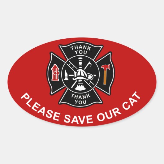 BRANDWEERLIEDEN BEWAAR ALSTUBLIEFT ONZE CAT OVAL S OVALE STICKER (Voorkant)