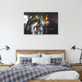 Brandweerlieden blussen een brand in een training  canvas afdruk (Insitu (Slaapkamer))