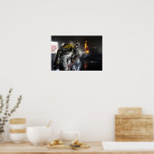 Brandweerlieden blussen een brand in een training poster (Keuken)