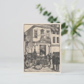  brandweerlieden blussen vuur etsen briefkaart (Staand voorkant)