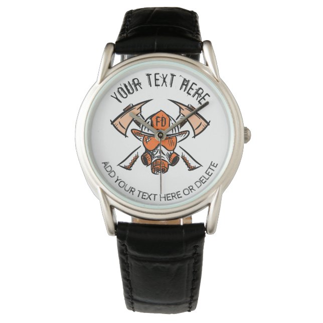 Brandweerlieden. Brandweer. Sjabloon Cadeauidee Horloge (Voorkant)