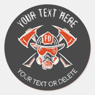 Brandweerlieden. Brandweer. Sjabloon Ronde Sticker