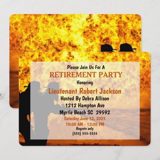 Brandweerlieden/Brandweerkoplampen — Pensionering Kaart (Voorkant / Achterkant)