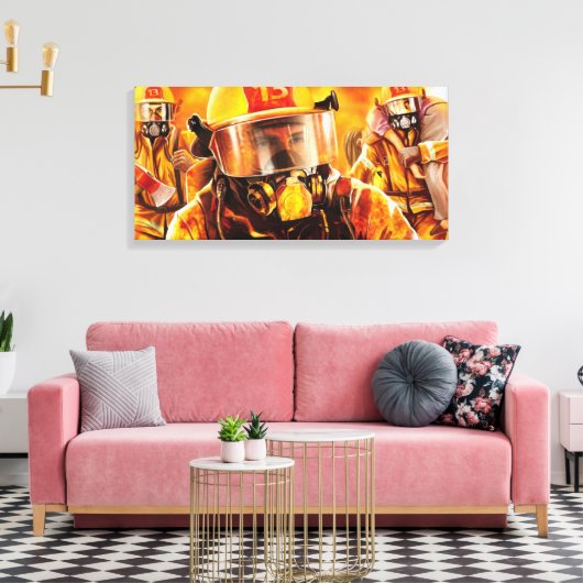 Brandweerlieden Canvas Afdruk (Insitu (Woonkamer))