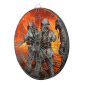 Brandweerlieden die een brand bestrijden dartbord (Voorkant Rechts)