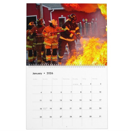 Brandweerlieden en brandweerlieden kalender (Jan 2026)