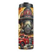 Brandweerlieden en brandweerwagen scene thermosbeker (Voorkant)